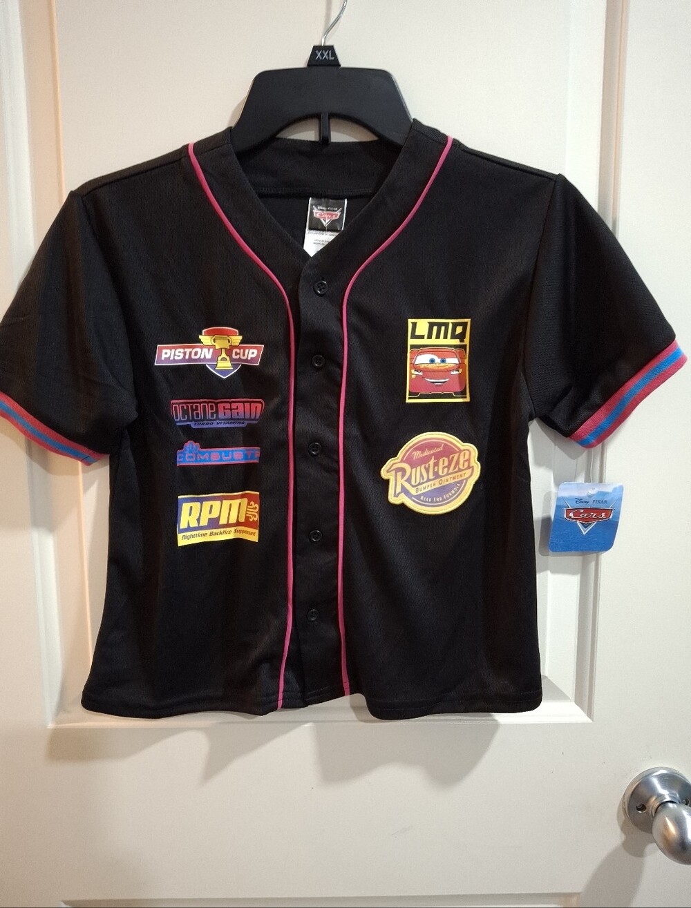 Disney Pixar Cars Lightning Mcqueen Black Logo Baseball Jersey for Kids 4T NWT